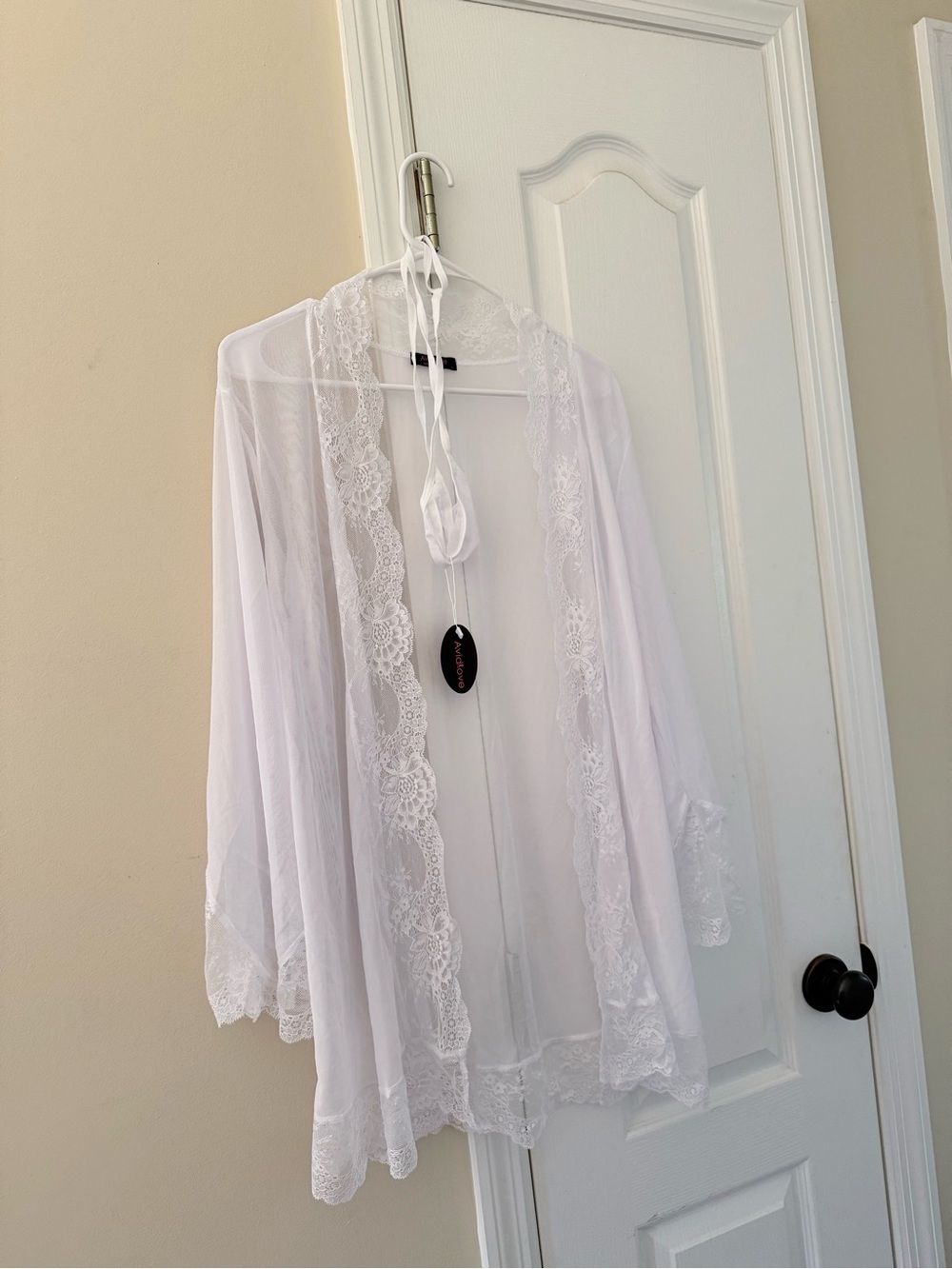 2 for $15 Sheer White Lace Trim Robe - Women's Intimates
